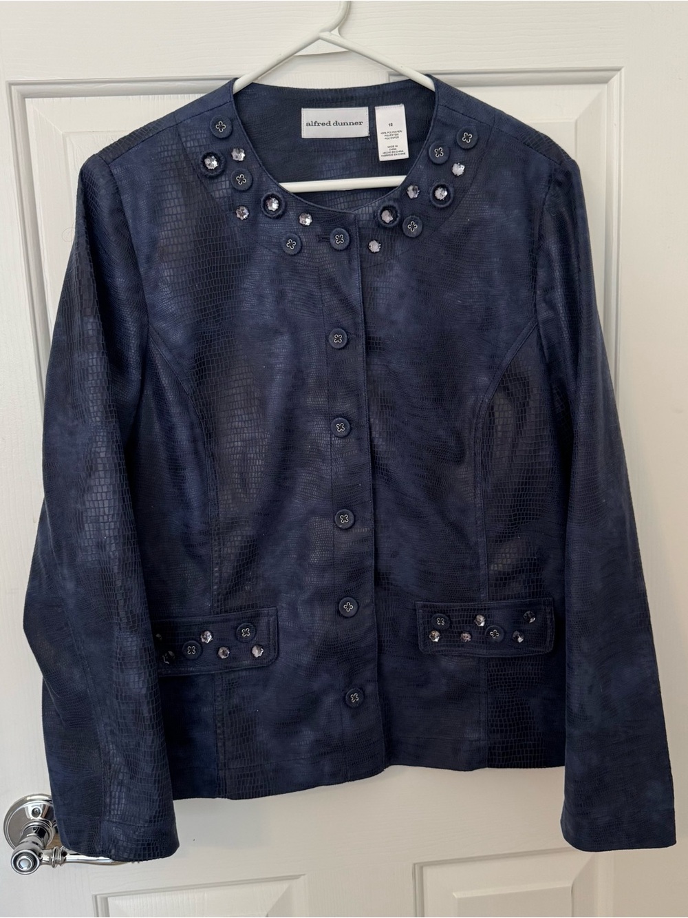 Alfred Dunner Navy Embellished Jacket - Picture 2 of 6